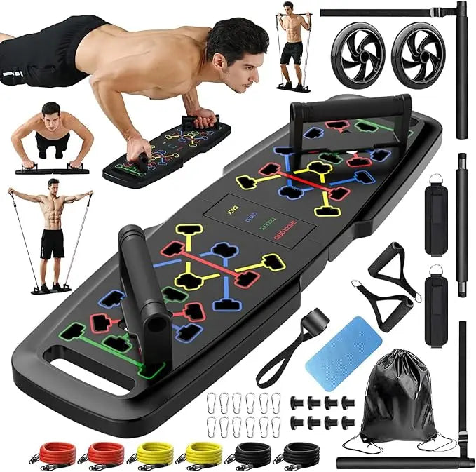 Push Up Board & Home Gym: 20-in-1 Fitness Set with Resistance Bands