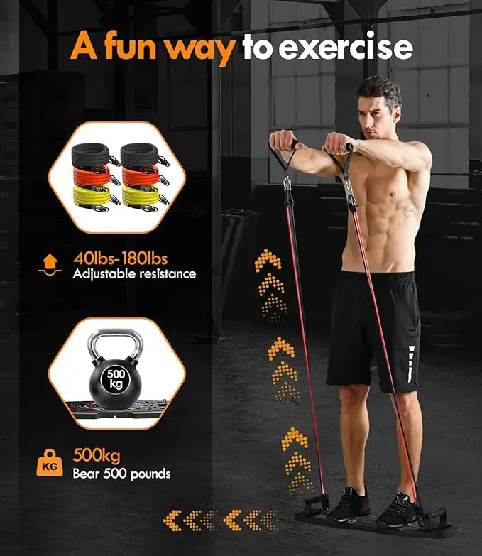 Push Up Board & Home Gym: 20-in-1 Fitness Set with Resistance Bands