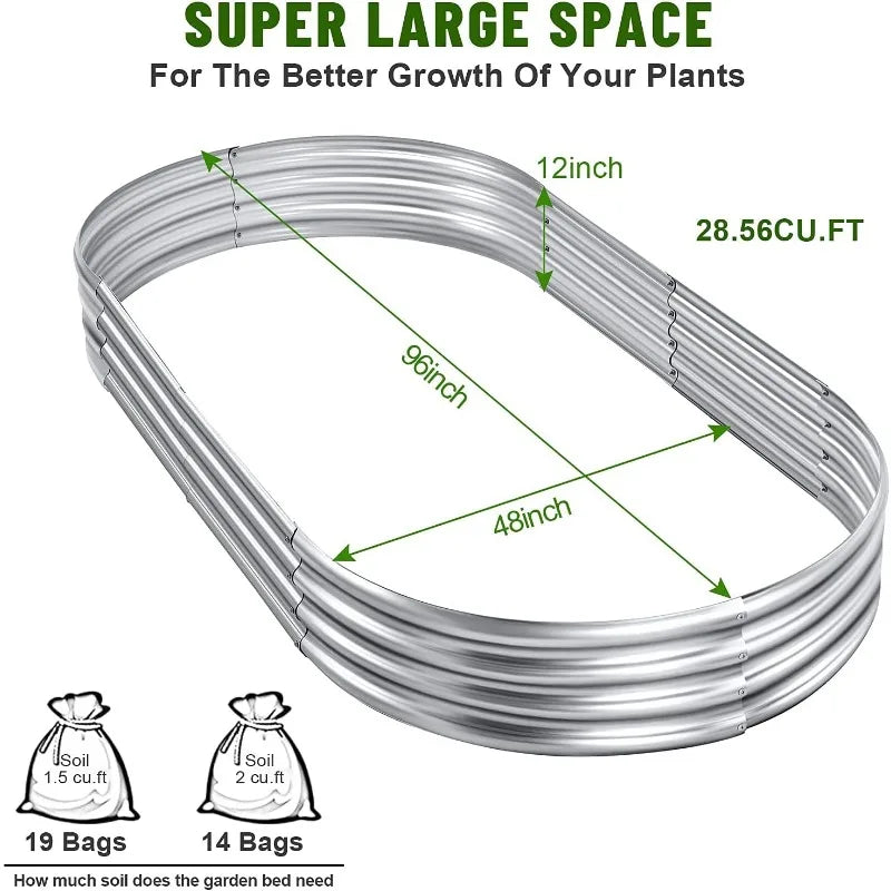 Galvanized Raised Garden Bed Kit - Large Oval Metal Planter