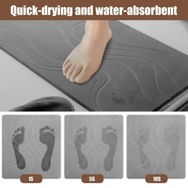 Super Absorbent Diatomite Bath Mat - Non-Slip & Easy Clean